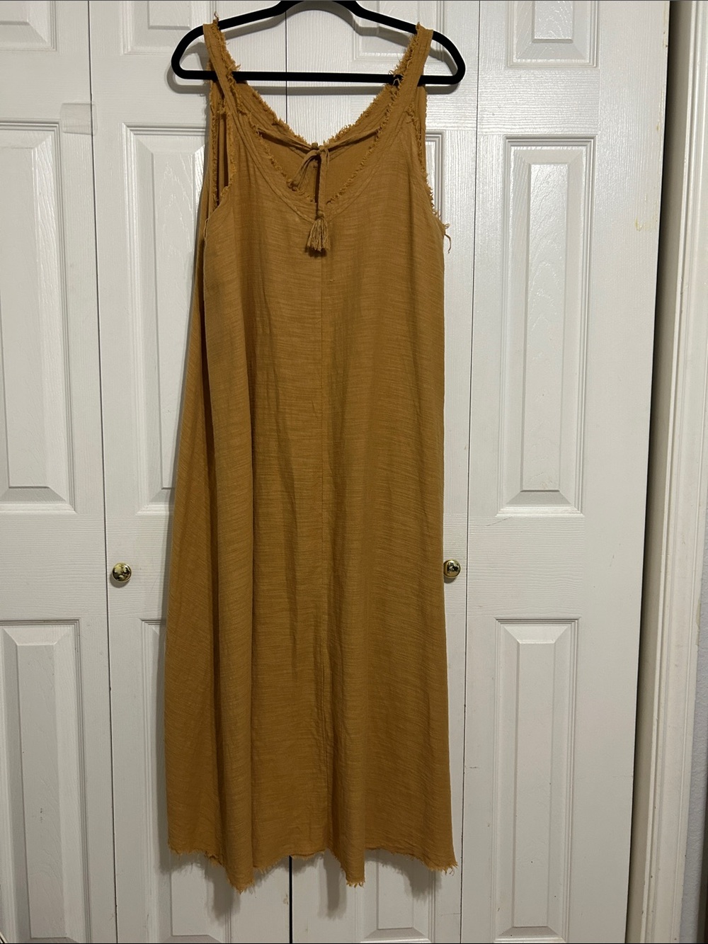 Mustard High-Low Sleeveless Dress - Casual Summer Style - Picture 3 of 8